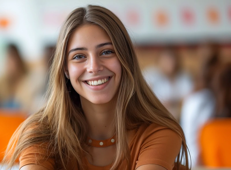 Uśmiechnięta uczennica liceum