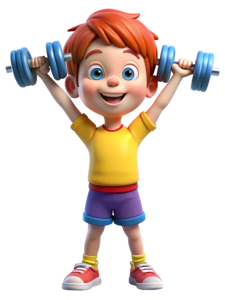 Chłopiec podnoszący ciężarki